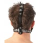 Leather Head Harness with Dildo Negru