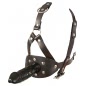 Leather Head Harness with Dildo Negru